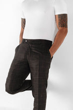 Brown plaid modern fit pants 