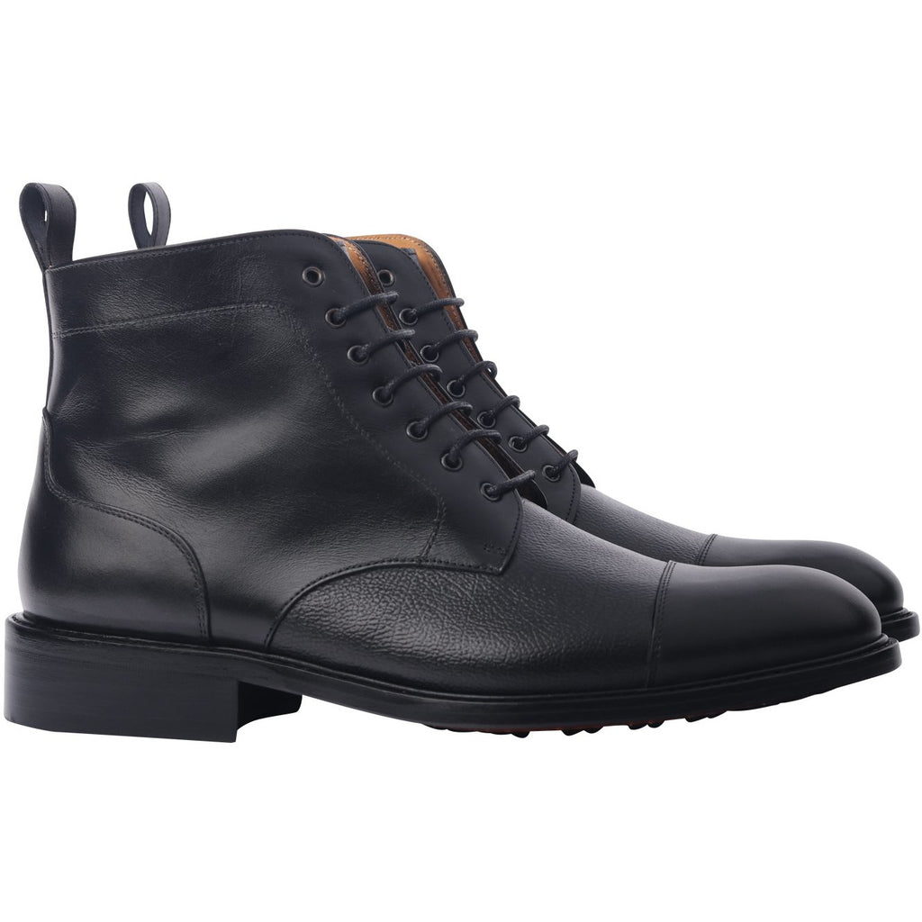 Black Calf-Skin Leather Cap Toe Boots - The Legend Boot Series – Somiar