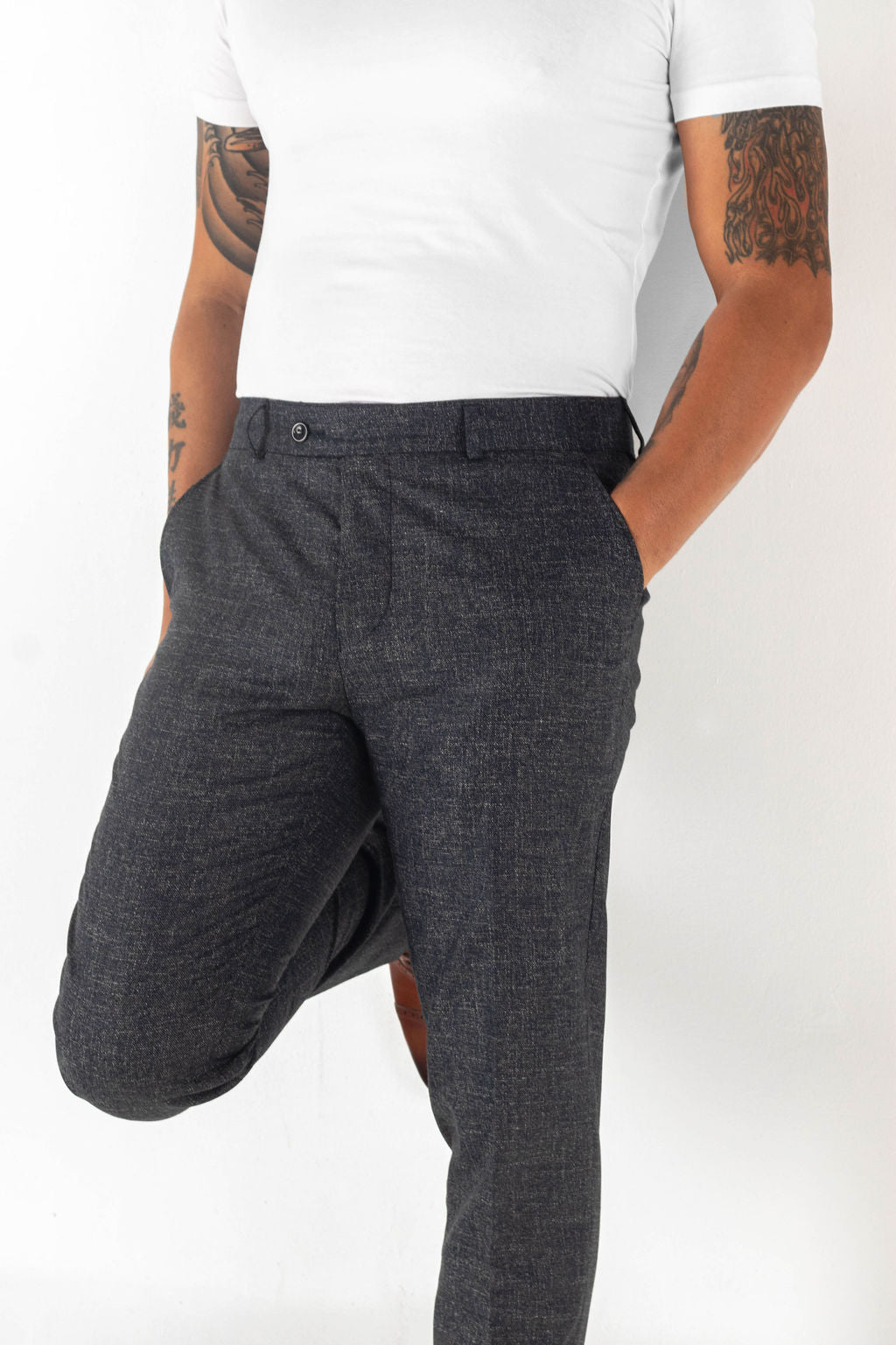 Unique Bargains Checked Dress Pants for Men's Button Closure Flat Front  Business Plaid Pattern Trousers