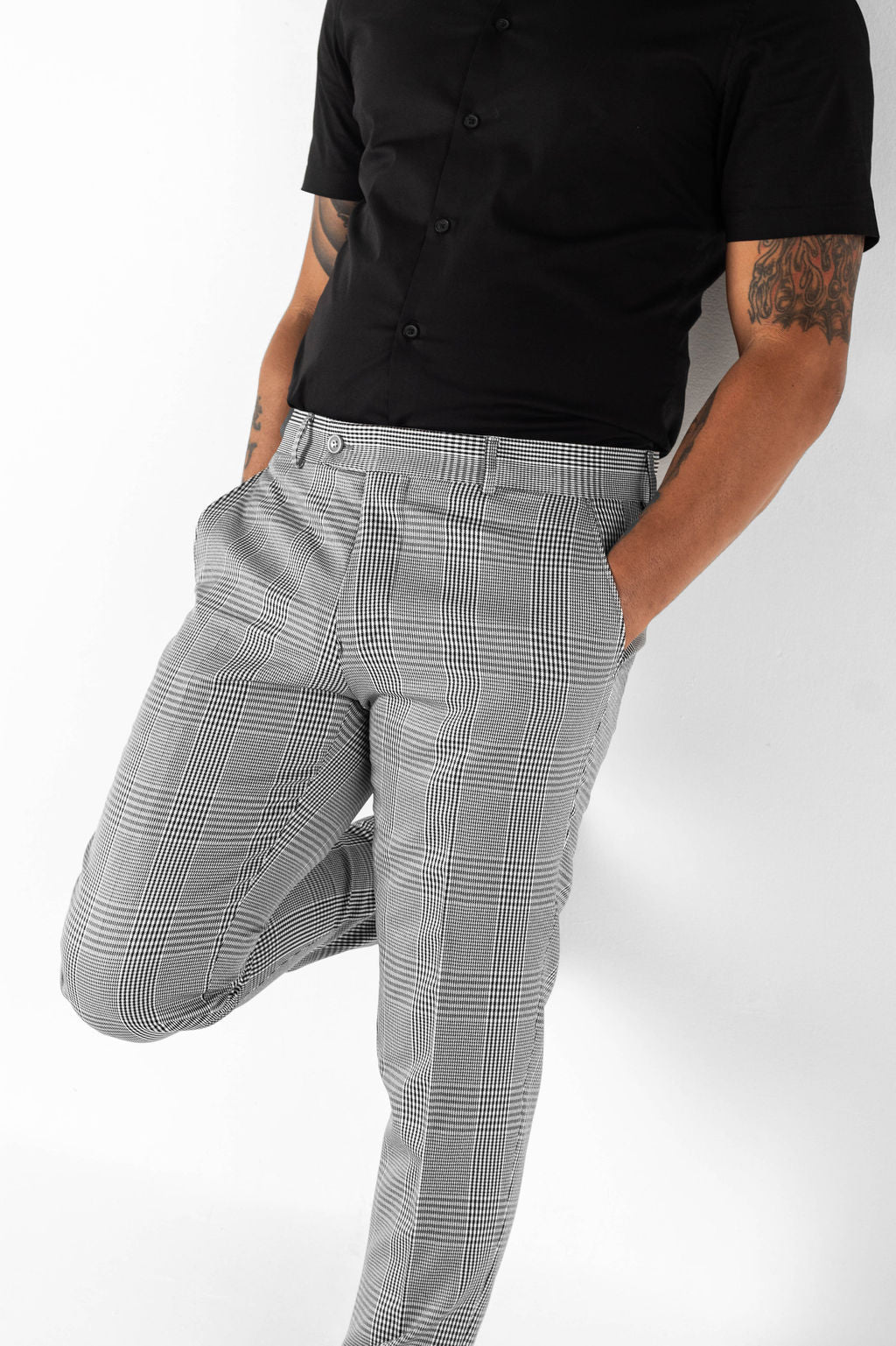 Plaid Chino Trousers Men Casual Business Formal Slim Fit Check Work Pants |  Fruugo KR