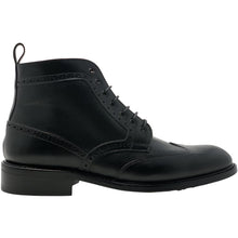 Side view winged leather boot in black The Cruz Boot in Black