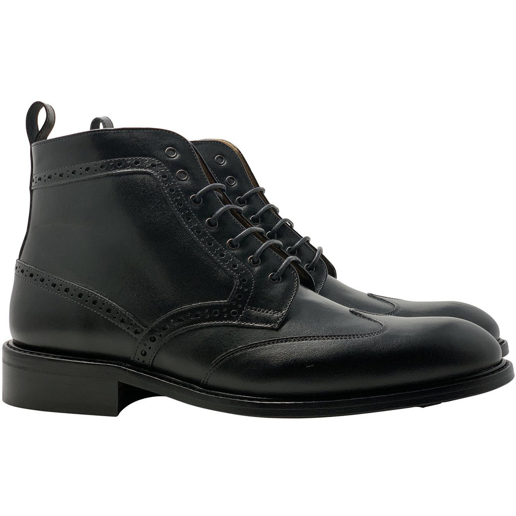 Black Spanish Leather Brogue Boot - The Cruz Boot Series – Somiar