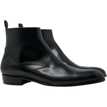 Double side view; black leather chelsea boot The Rico Boot
