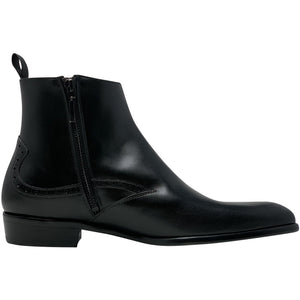 Single side zipper view; chelsea style boot in black, The Rico